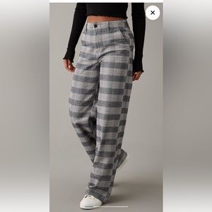 Plaid High-Waisted Baggy Wide-Leg Trouser